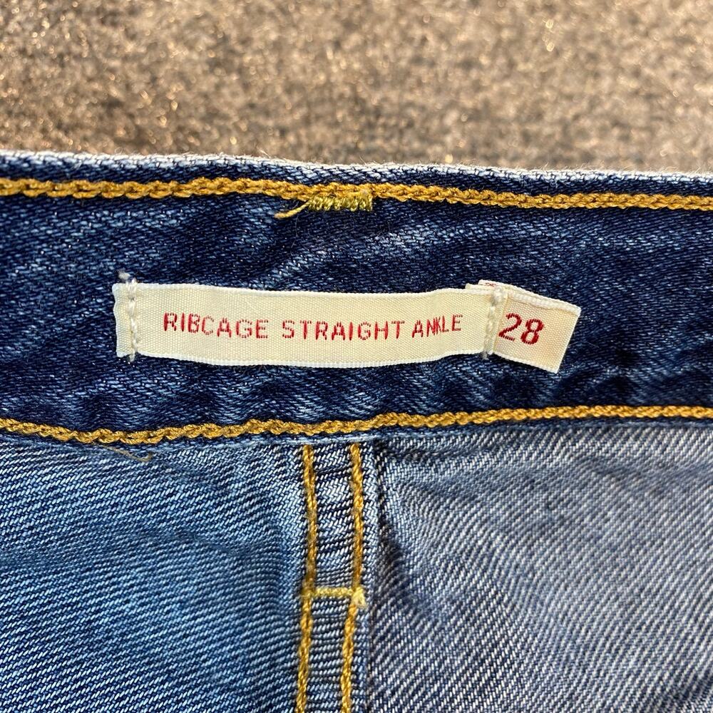 Levi's Ribcage Straight Leg Ankle Jeans High Rise Medium Wash Denim Womens 28 - Picture 4 of 8